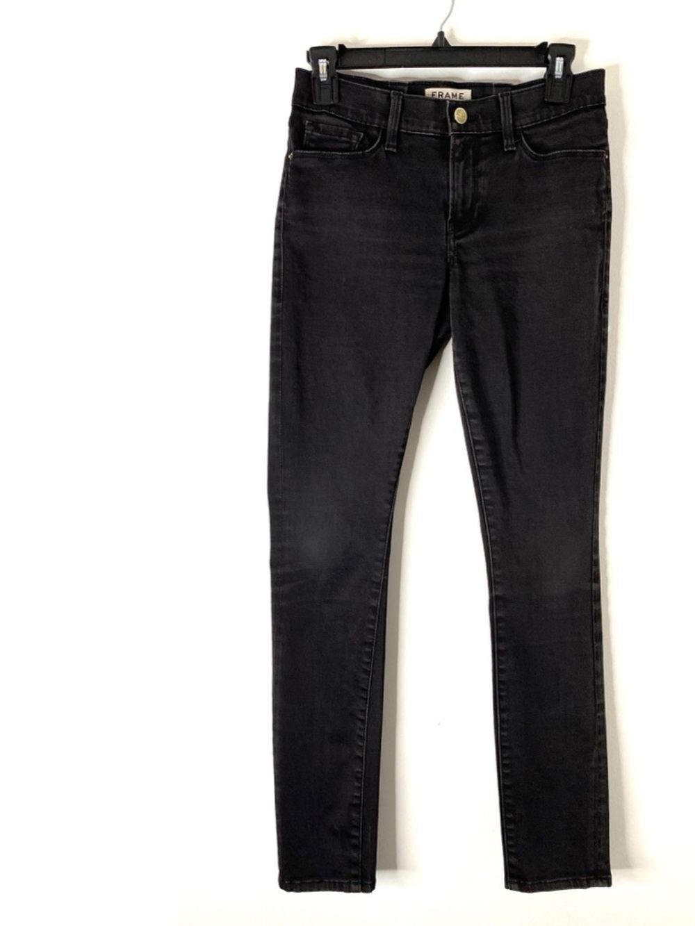 FRAME Denim Black Skinny Jeans High Waist Stretch